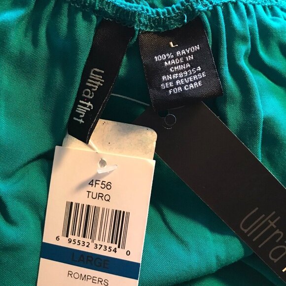 ULTRA FLIRT Juniors' Turquoise Sleeveless Romper w/Cinched Waist NWT Large - Picture 9 of 9